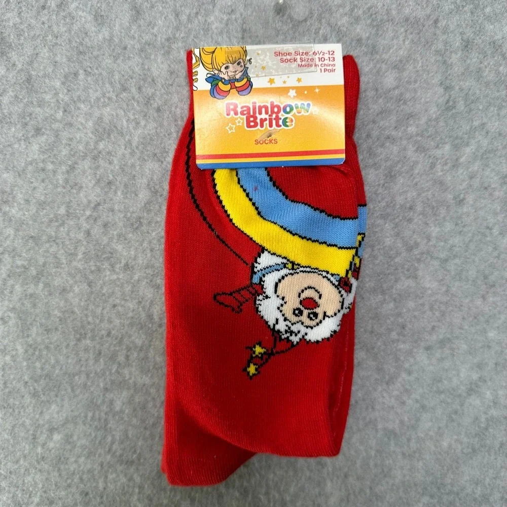 Rainbow Brite Murky Dismal Red Crew Socks Shoe 6.5-12 Retro 80s Cartoon NEW